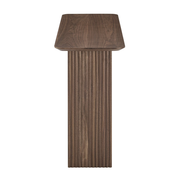 Caden Walnut Console Table with Slatted Shelf for Modern or Traditional Living Rooms