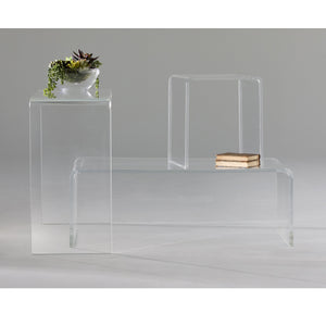Veobreen Clear Acrylic Side Table Minimalist Silhouette for Modern Living Spaces