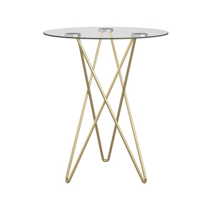 EE Test Vendor Zoey Round Tempered Glass End Table with Brushed Gold Steel Legs for Living Room EETEST-21249