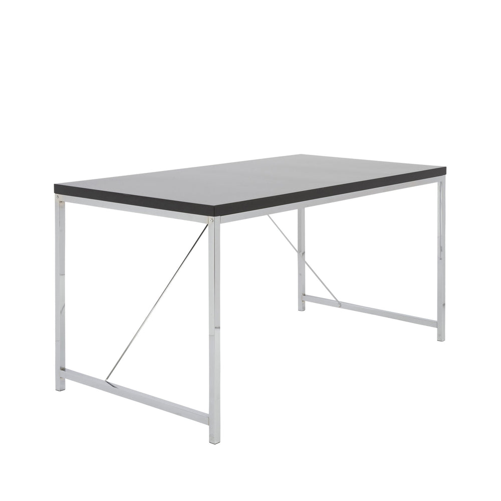EE Test Vendor Gilbert Industrial Writing Desk with Exposed Chrome Steel Frame for Home Office EETEST-23523BLK