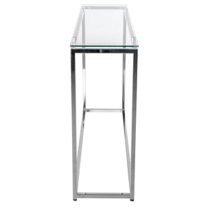 Sandor Geometric Chrome Steel Console with Floating Tempered Glass Top Modern Entryway