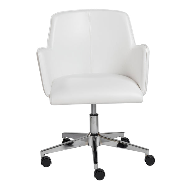 EE Test Vendor Sunny Pro Leatherette Office Chair with Polished Chrome Base for Modern Workspaces White EETEST-29724WHT