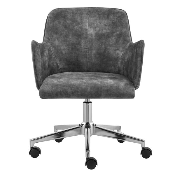 EE Test Vendor Sunny Pro Velvet Office Chair with Polished Chrome Base for Modern Workspaces and Comfort Gray EETEST-29741GRY