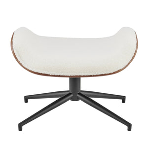 EE Test Vendor Lennart Retro Modern Ottoman with Plush Seat and Matte Base for Stylish Lounge Accent Ivory/Brown EETEST-30347-IVRY