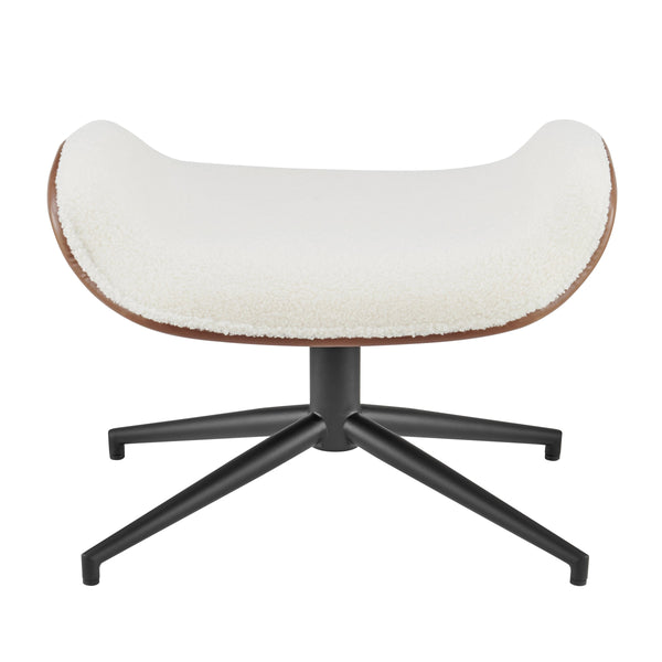 EE Test Vendor Lennart Retro Modern Ottoman with Plush Seat and Matte Base for Stylish Lounge Accent Ivory/Brown EETEST-30347-IVRY
