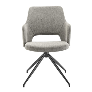 EE Test Vendor Darcie Swivel Armchair Padded Seat Modern Silhouette Accent Chair for Dining Rooms Charcoal Gray Fabric, Steel EETEST-30391-LTGRY