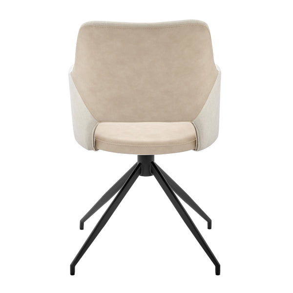 Darcie Swivel Armchair Padded Seat Modern Silhouette Leatherette and Fabric Dining Room