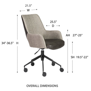 Desi Ergonomic Tilt Office Chair Leatherette Seat Fabric Back Adjustable Height Matte Base