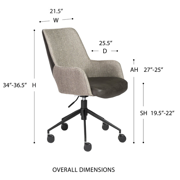 Desi Ergonomic Tilt Office Chair Leatherette Seat Fabric Back Adjustable Height Matte Base