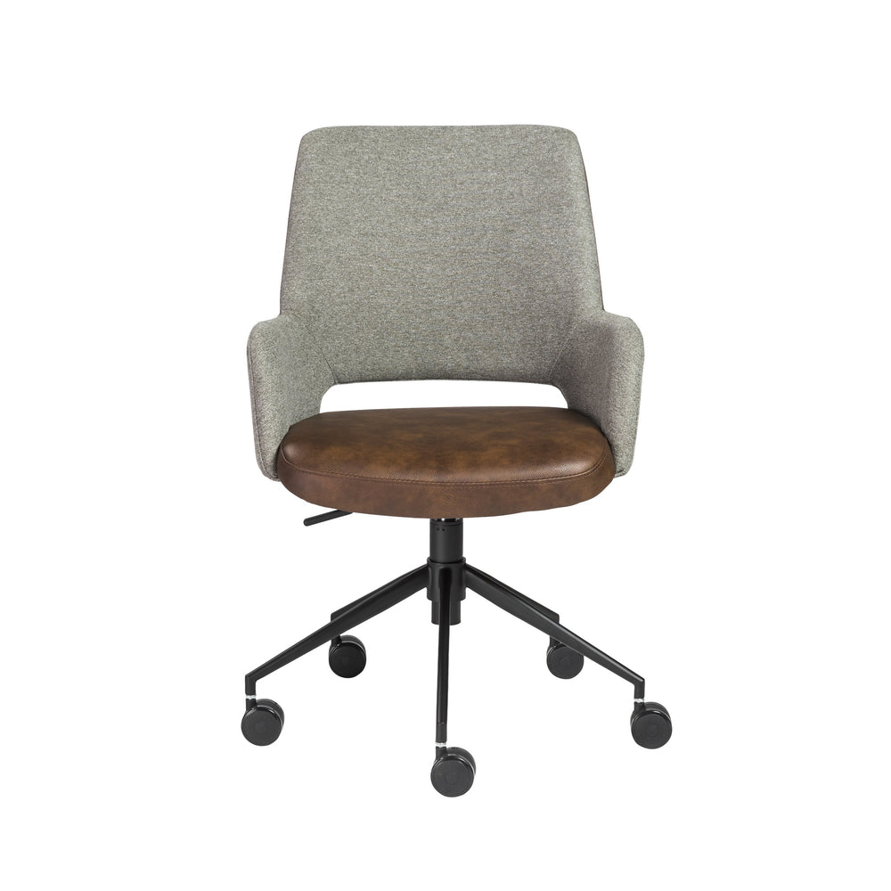 EE Test Vendor Desi Adjustable Office Chair Leatherette Seat Fabric Back Matte Black Steel Base EETEST-30483LTBRN