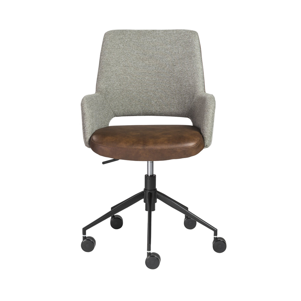 EE Test Vendor Desi Adjustable Office Chair Leatherette Seat Fabric Back Matte Black Steel Base EETEST-30483LTBRN