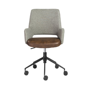 Desi Adjustable Office Chair Leatherette Seat Fabric Back Matte Black Steel Base