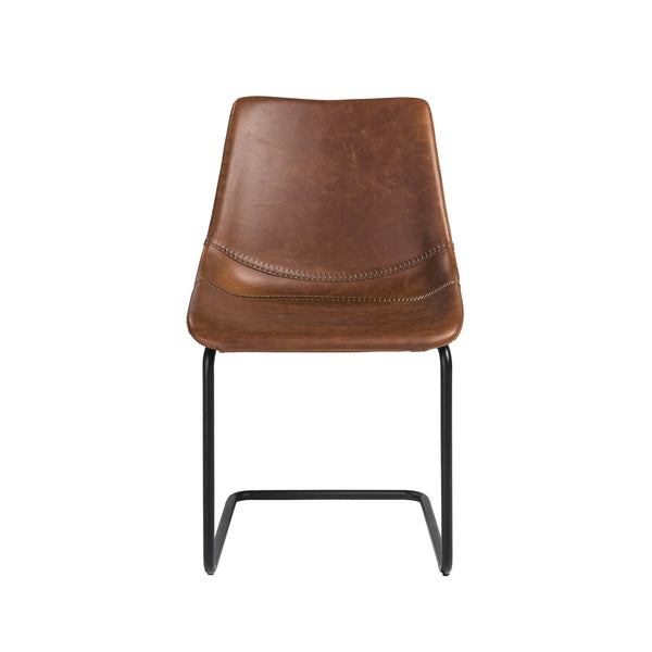 Flynn Leatherette Side Chair with Baseball Stitching and Sturdy Matte Steel Base for Dining