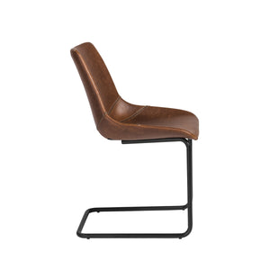 Flynn Leatherette Side Chair with Baseball Stitching and Sturdy Matte Steel Base for Dining