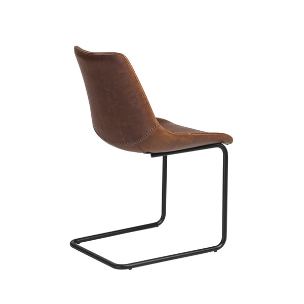 Flynn Leatherette Side Chair with Baseball Stitching and Sturdy Matte Steel Base for Dining