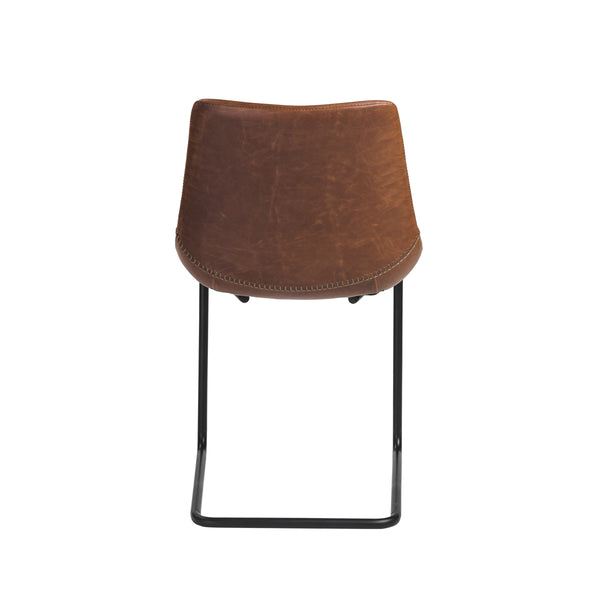 Flynn Leatherette Side Chair with Baseball Stitching and Sturdy Matte Steel Base for Dining