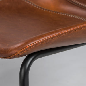 Flynn Leatherette Side Chair with Baseball Stitching and Sturdy Matte Steel Base for Dining