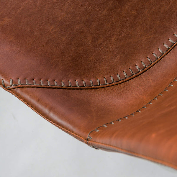 Flynn Leatherette Side Chair with Baseball Stitching and Sturdy Matte Steel Base for Dining