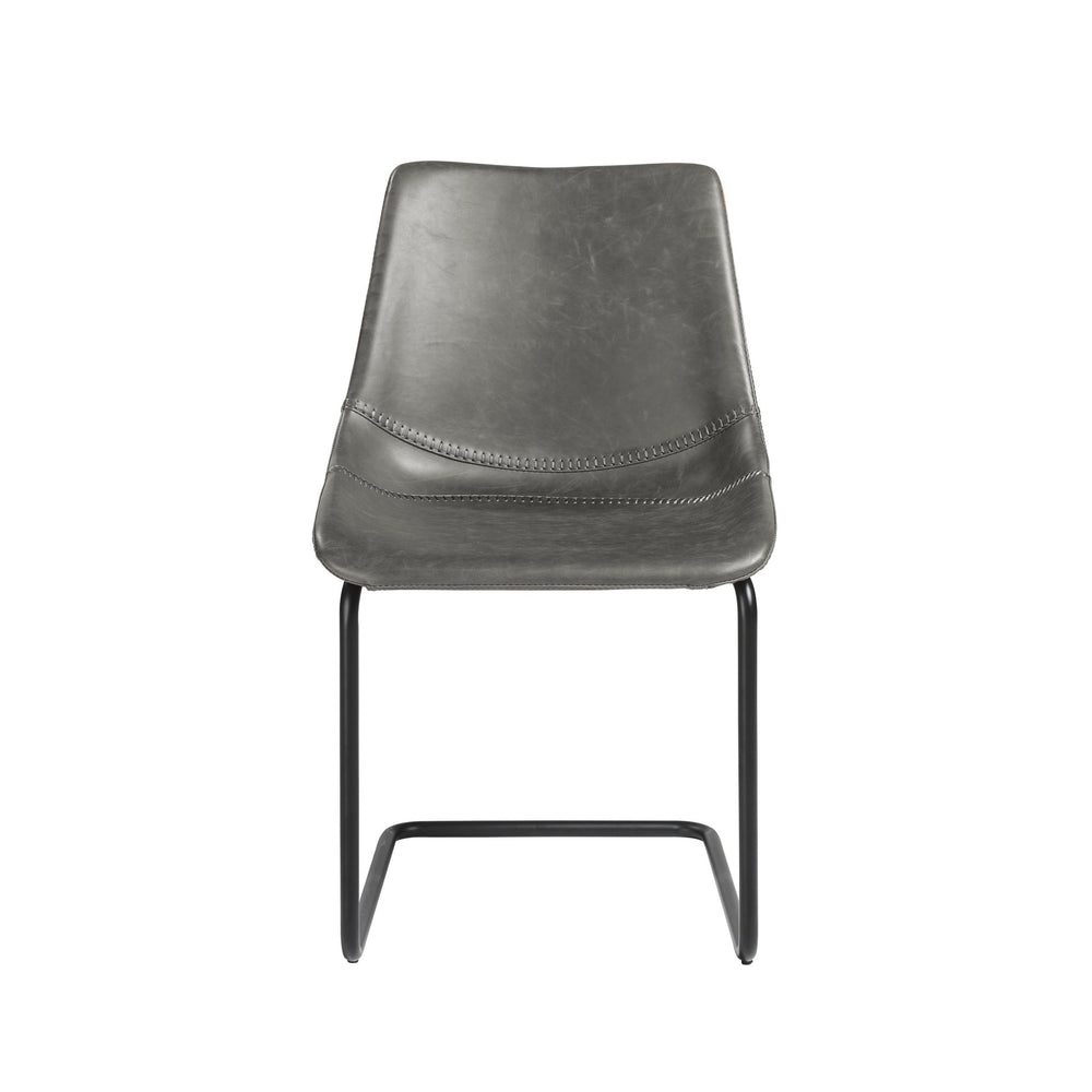 EE Test Vendor Flynn Leatherette Side Chair with Baseball Stitching and Sturdy Matte Steel Base for Dining Charcoal Gray EETEST-30486DKGRY