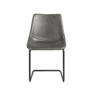 Flynn Leatherette Side Chair with Baseball Stitching and Sturdy Matte Steel Base for Dining