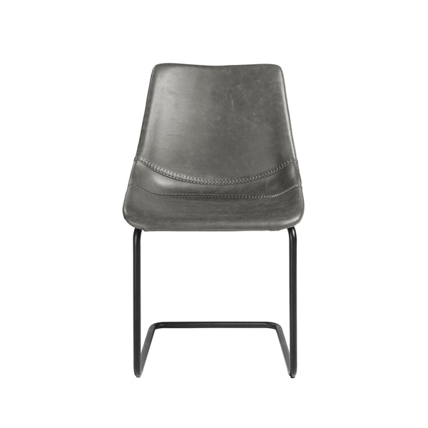 Flynn Leatherette Side Chair with Baseball Stitching and Sturdy Matte Steel Base for Dining