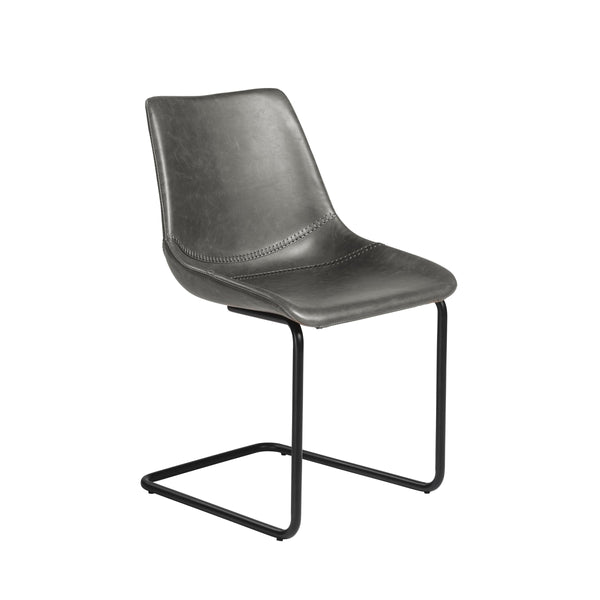 Flynn Leatherette Side Chair with Baseball Stitching and Sturdy Matte Steel Base for Dining
