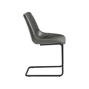 Flynn Leatherette Side Chair with Baseball Stitching and Sturdy Matte Steel Base for Dining