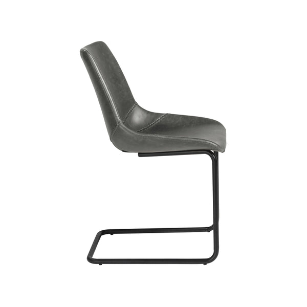 Flynn Leatherette Side Chair with Baseball Stitching and Sturdy Matte Steel Base for Dining