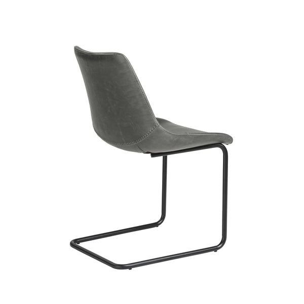 Flynn Leatherette Side Chair with Baseball Stitching and Sturdy Matte Steel Base for Dining