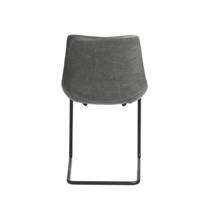 Flynn Leatherette Side Chair with Baseball Stitching and Sturdy Matte Steel Base for Dining