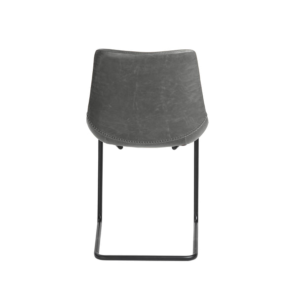 Flynn Leatherette Side Chair with Baseball Stitching and Sturdy Matte Steel Base for Dining