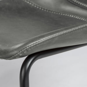 Flynn Leatherette Side Chair with Baseball Stitching and Sturdy Matte Steel Base for Dining