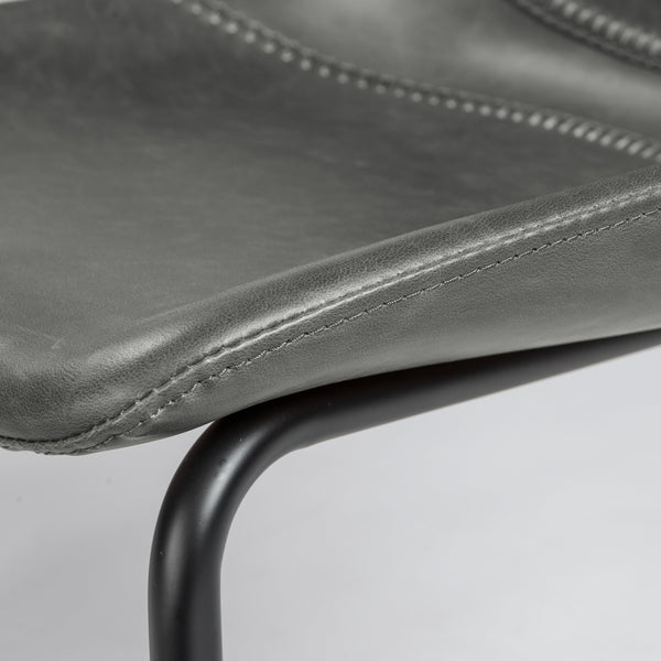Flynn Leatherette Side Chair with Baseball Stitching and Sturdy Matte Steel Base for Dining