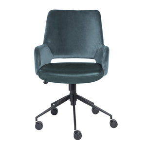EE Test Vendor Desi Ergonomic Tilt Office Chair Leatherette Seat Fabric Back Adjustable Height Matte Base Blue EETEST-30492BLU