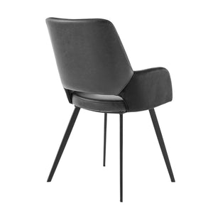 Desi Accent Armchair Leatherette Seat Fabric Back Matte Steel Base Modern Lounge Chair