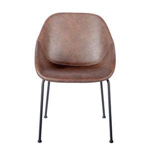 Corinna Leatherette Dining Side Chair with Baseball Stitch and Matte Black Steel Base Set of 2