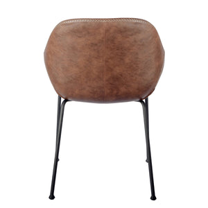 Corinna Leatherette Dining Side Chair with Baseball Stitch and Matte Black Steel Base Set of 2