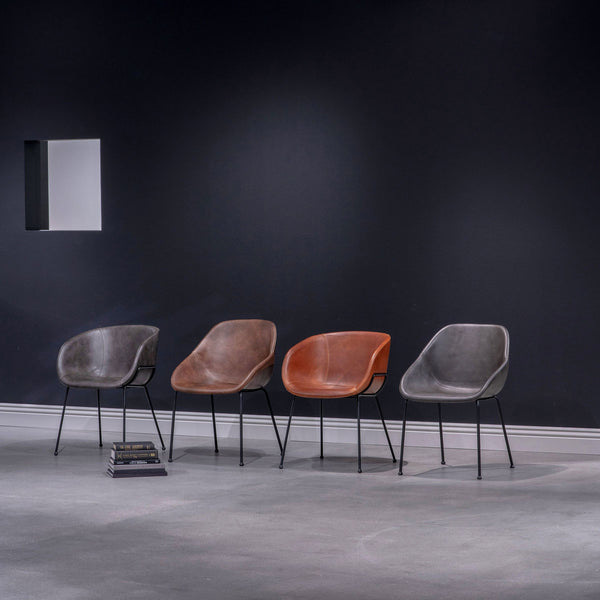 Corinna Leatherette Dining Side Chair with Baseball Stitch and Matte Black Steel Base Set of 2