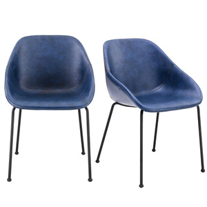Corinna Leatherette Dining Side Chair with Baseball Stitch and Matte Black Steel Base Set of 2