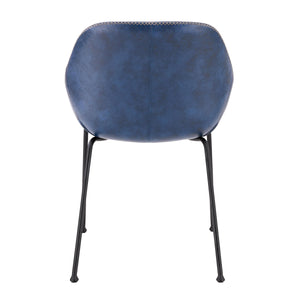 Corinna Leatherette Dining Side Chair with Baseball Stitch and Matte Black Steel Base Set of 2