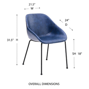 Corinna Leatherette Dining Side Chair with Baseball Stitch and Matte Black Steel Base Set of 2