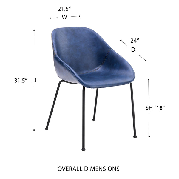 Corinna Leatherette Dining Side Chair with Baseball Stitch and Matte Black Steel Base Set of 2