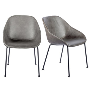 Corinna Leatherette Dining Side Chair with Baseball Stitch and Matte Black Steel Base Set of 2