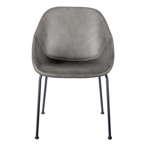 Corinna Leatherette Dining Side Chair with Baseball Stitch and Matte Black Steel Base Set of 2