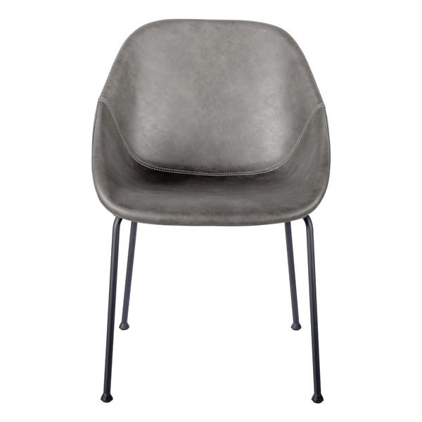 Corinna Leatherette Dining Side Chair with Baseball Stitch and Matte Black Steel Base Set of 2