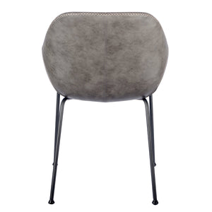 Corinna Leatherette Dining Side Chair with Baseball Stitch and Matte Black Steel Base Set of 2