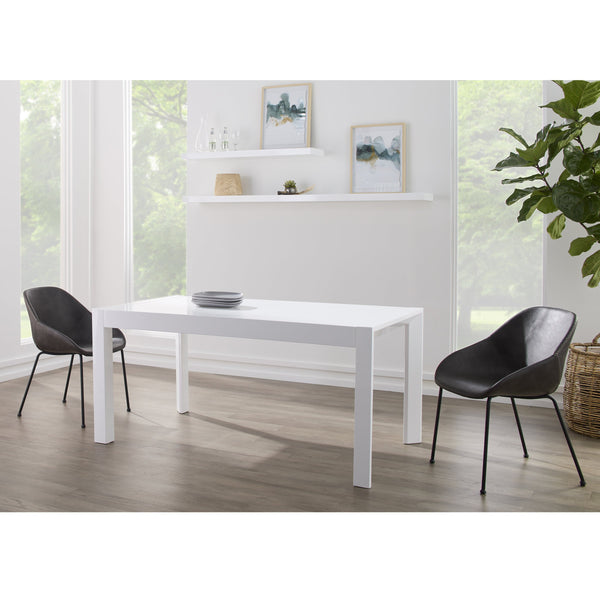Corinna Leatherette Dining Side Chair with Baseball Stitch and Matte Black Steel Base Set of 2