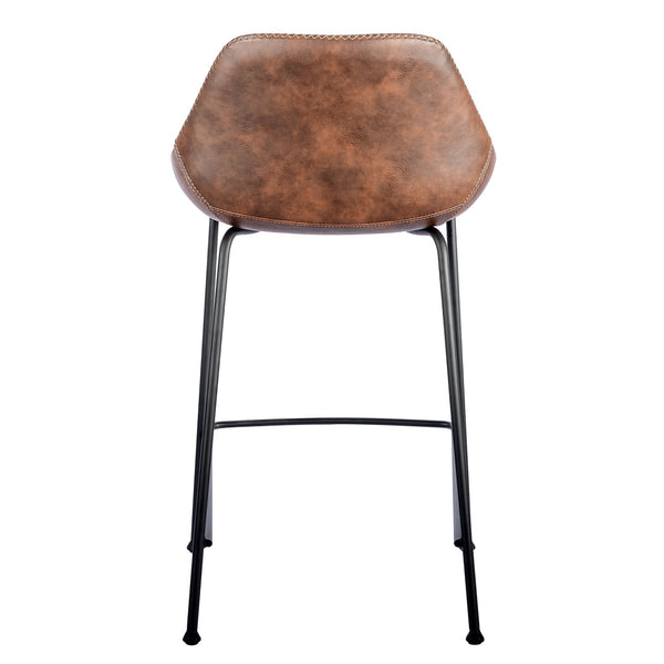 Corinna Counter Stool Set Distressed Leatherette Seat with Sturdy Matte Black Steel Base