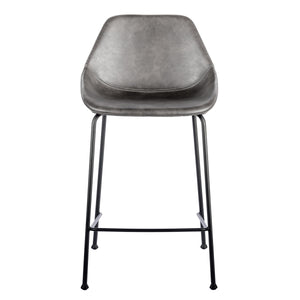 Corinna Counter Stool Set Distressed Leatherette Seat with Sturdy Matte Black Steel Base