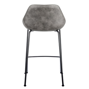 Corinna Counter Stool Set Distressed Leatherette Seat with Sturdy Matte Black Steel Base